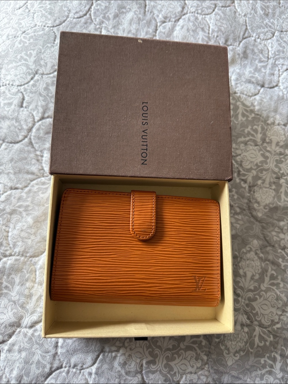 Louis Vuitton Orange Epi Leather Compact Wallet with Snap Tab